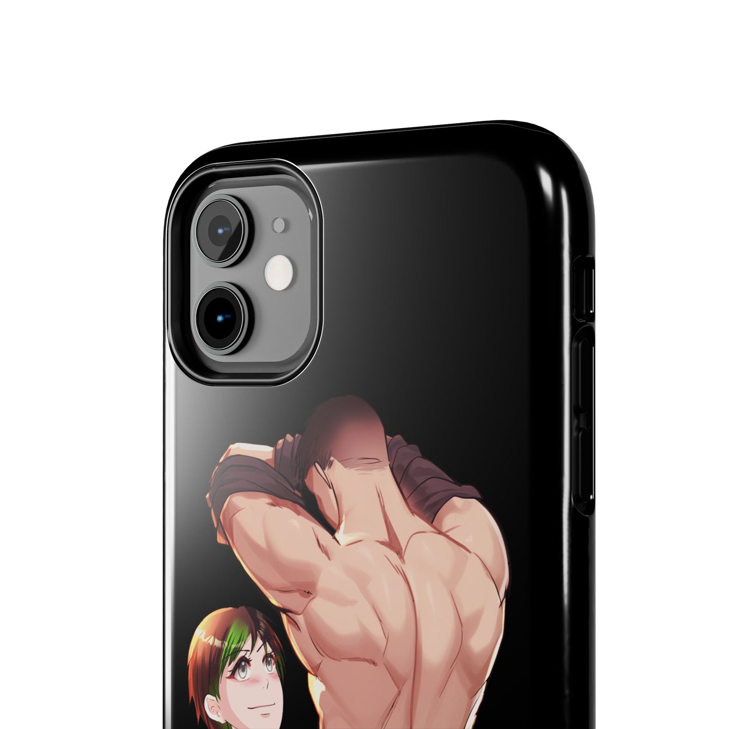 Tomboyish goth punk rock girl with buff bara jock Tough Phone Cases