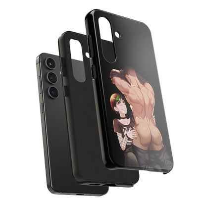 Tomboyish goth punk rock girl with buff bara jock Tough Phone Cases