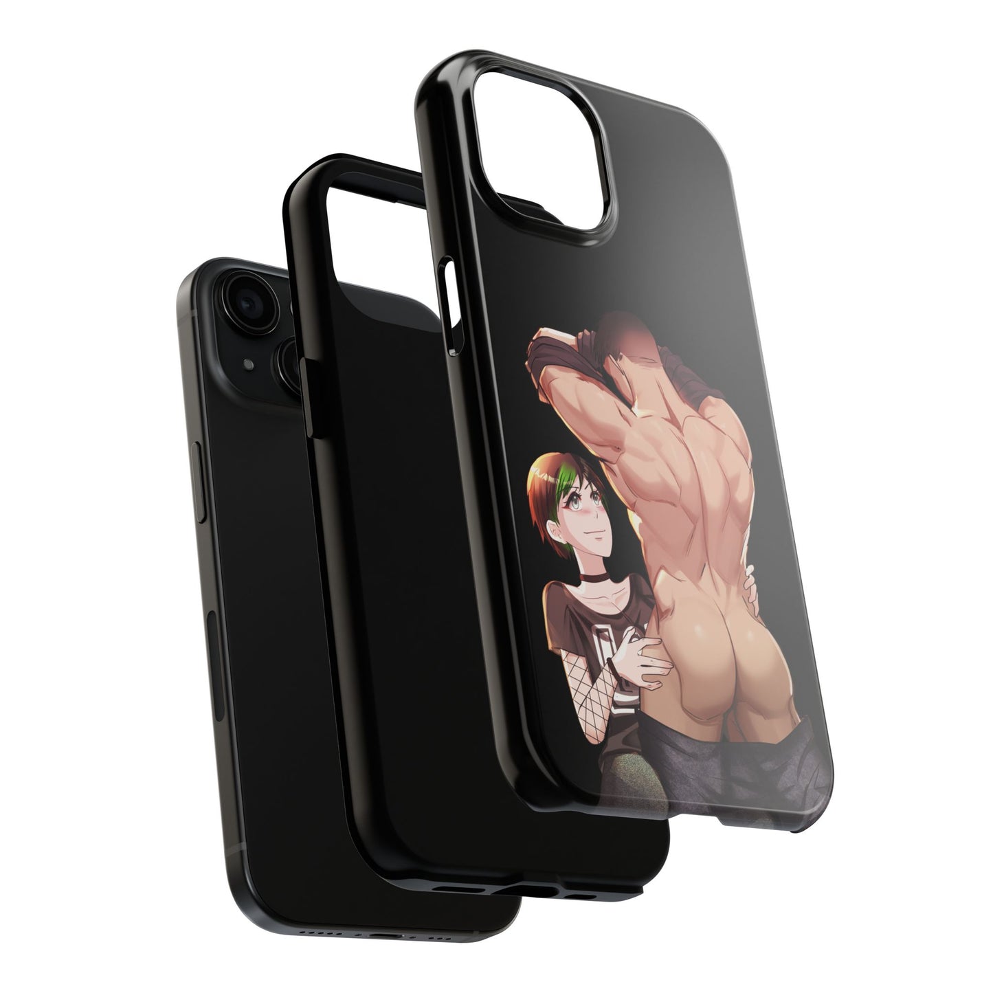 Tomboyish goth punk rock girl with buff bara jock Tough Phone Cases