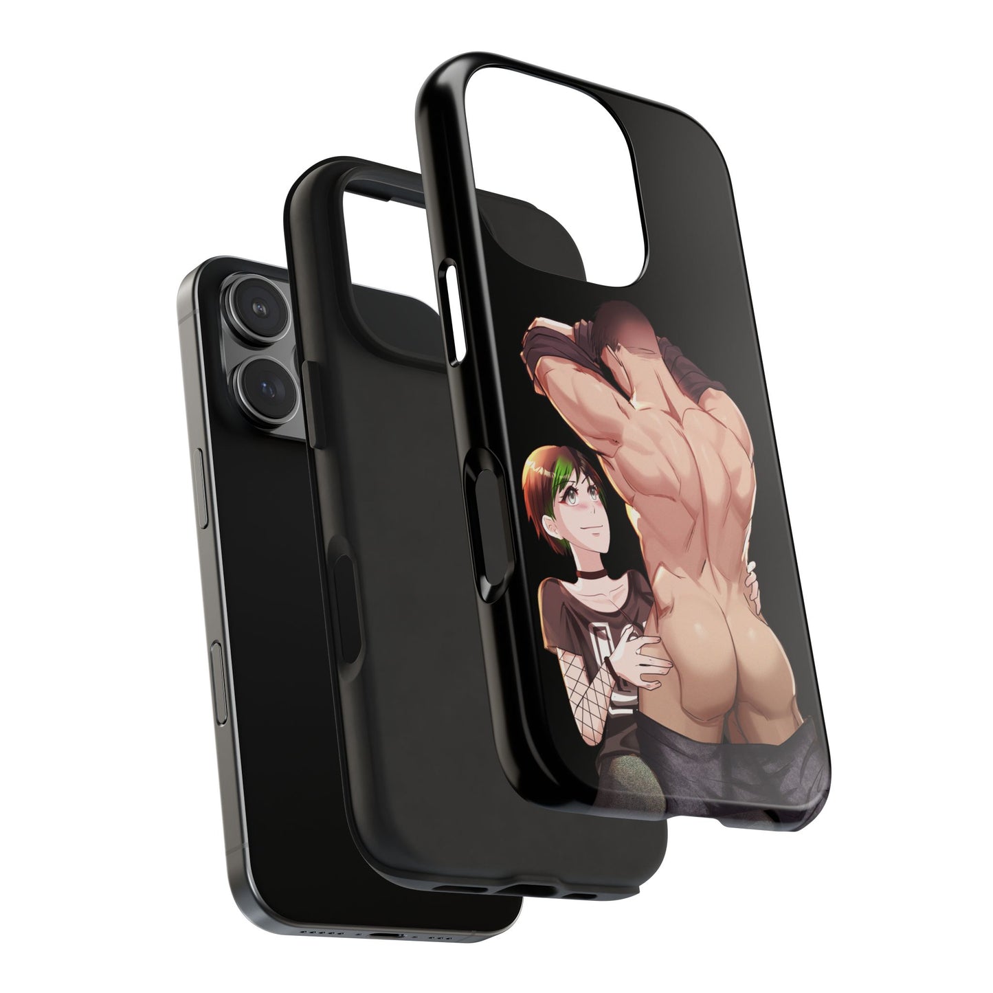Tomboyish goth punk rock girl with buff bara jock Tough Phone Cases
