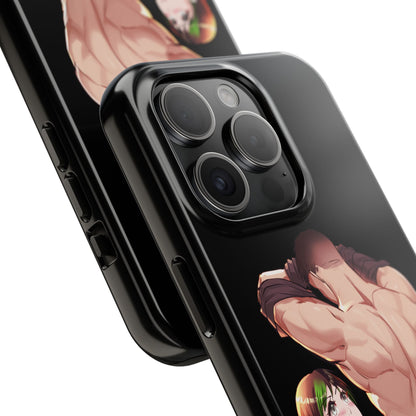 Tomboyish goth punk rock girl with buff bara jock Tough Phone Cases