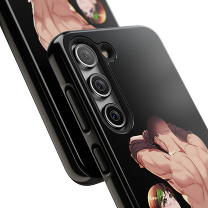 Tomboyish goth punk rock girl with buff bara jock Tough Phone Cases