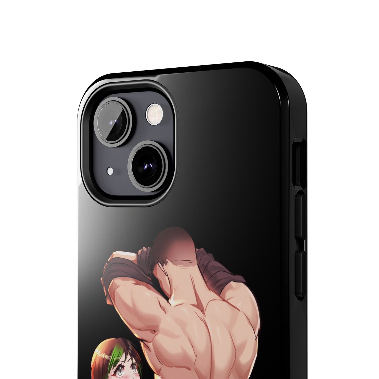 Tomboyish goth punk rock girl with buff bara jock Tough Phone Cases