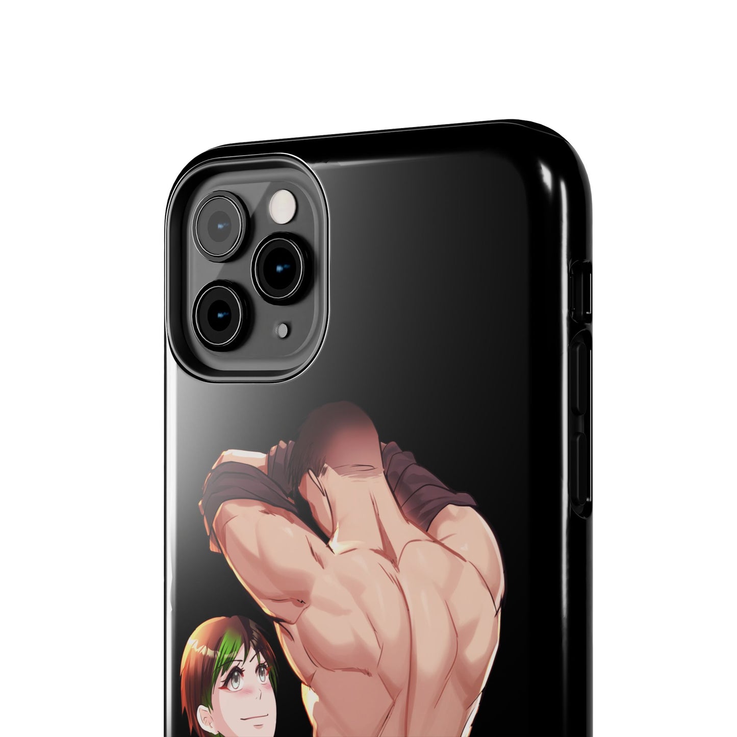 Tomboyish goth punk rock girl with buff bara jock Tough Phone Cases
