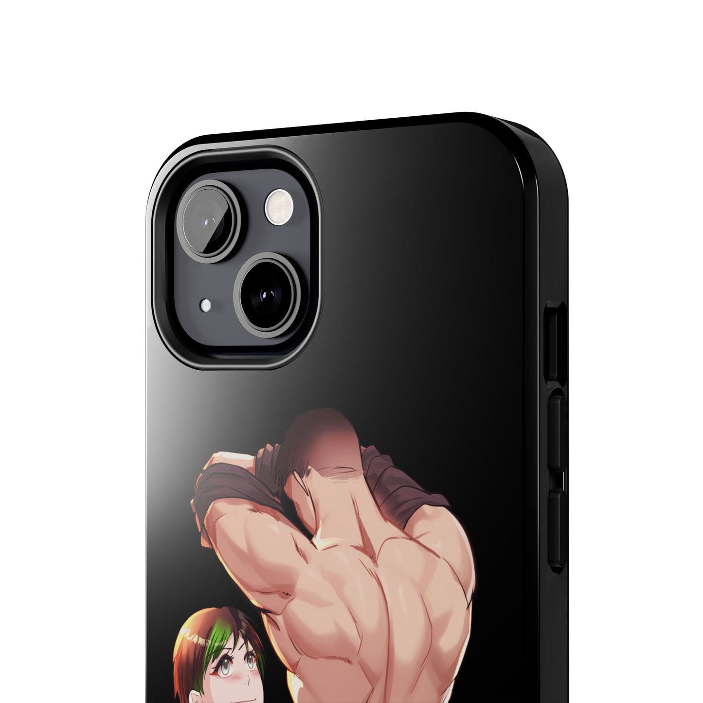 Tomboyish goth punk rock girl with buff bara jock Tough Phone Cases