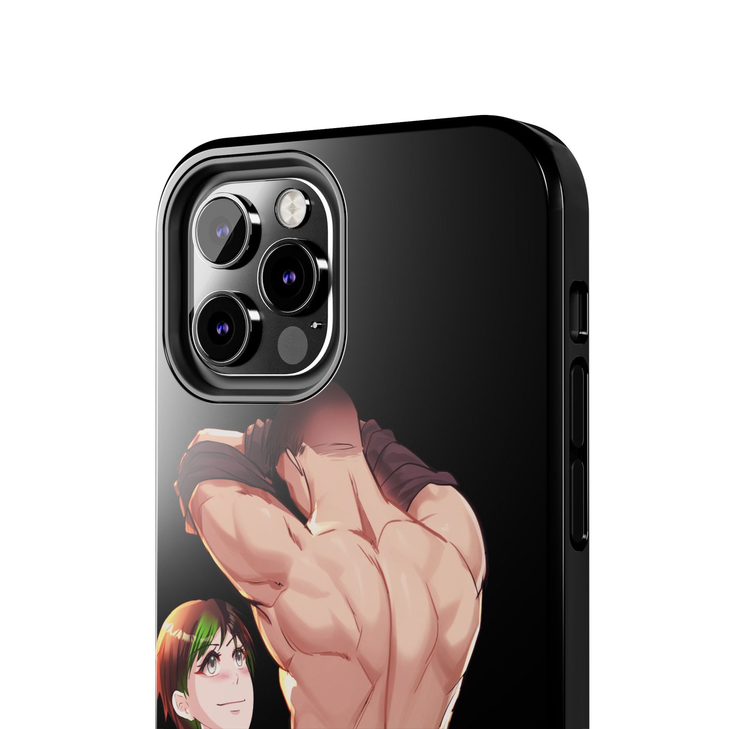 Tomboyish goth punk rock girl with buff bara jock Tough Phone Cases