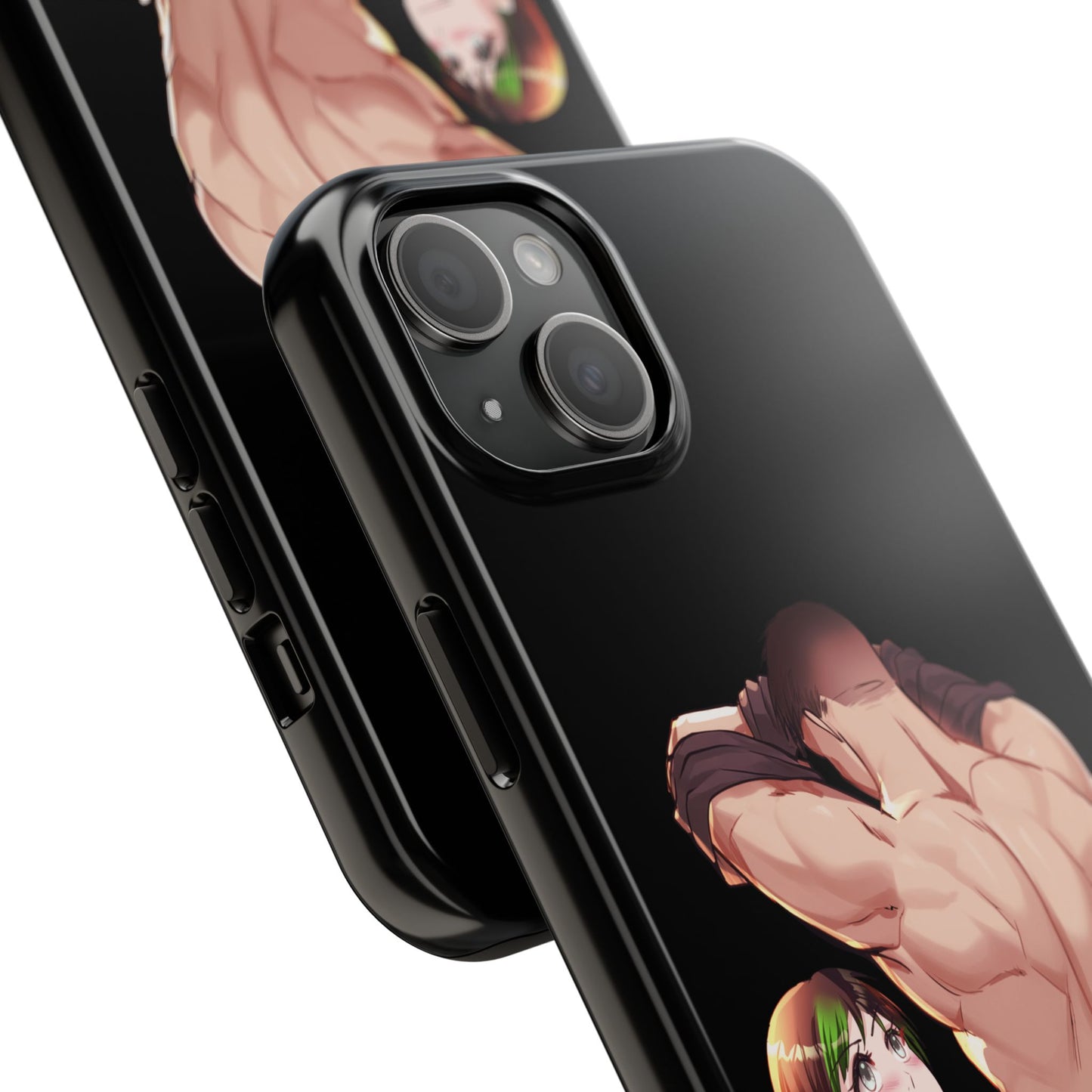 Tomboyish goth punk rock girl with buff bara jock Tough Phone Cases