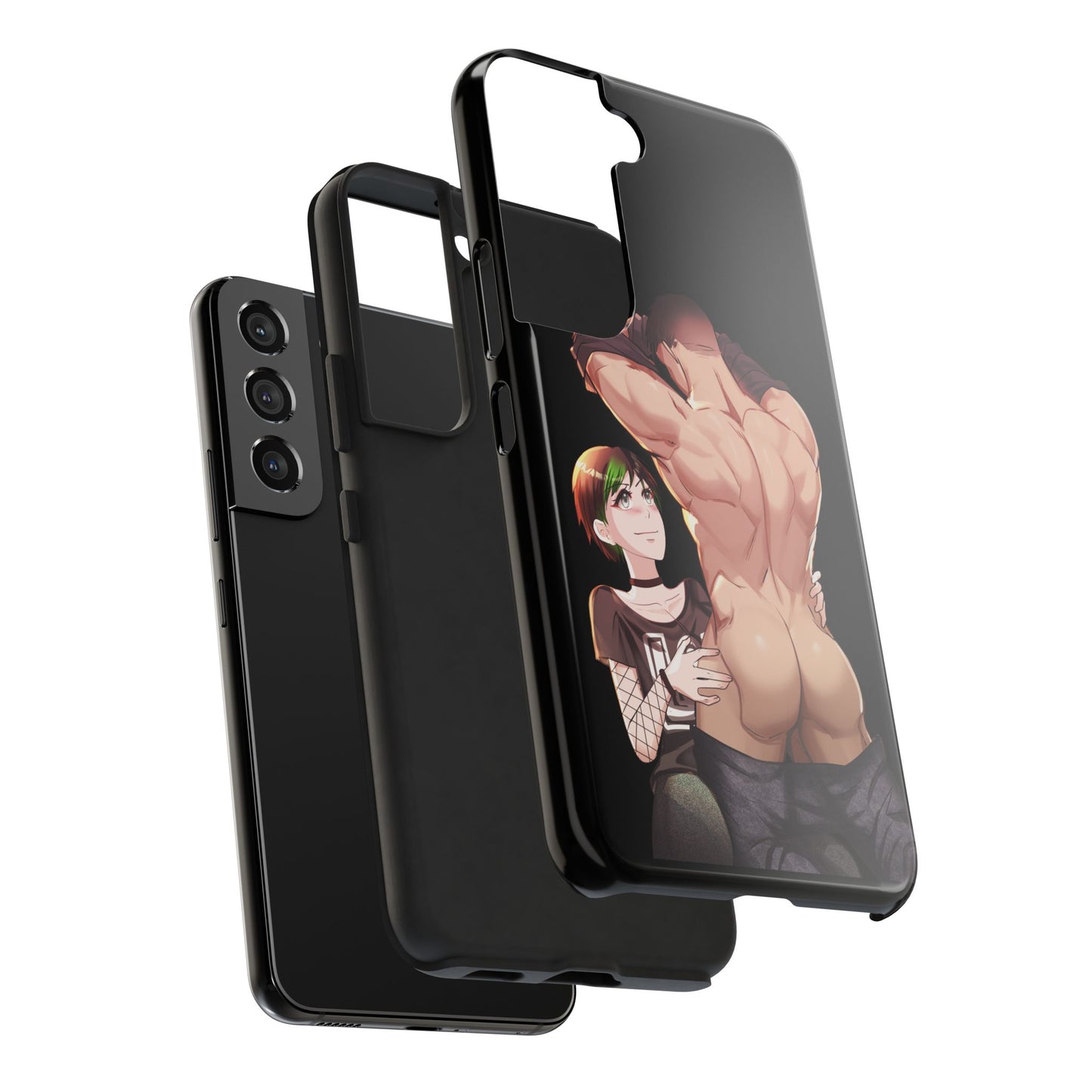 Tomboyish goth punk rock girl with buff bara jock Tough Phone Cases