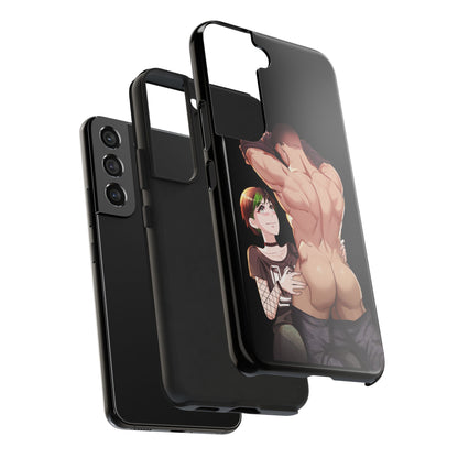 Tomboyish goth punk rock girl with buff bara jock Tough Phone Cases