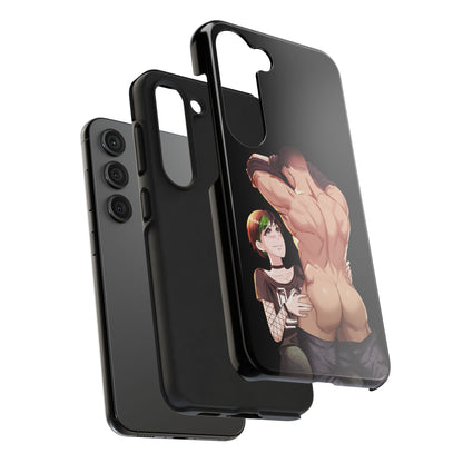 Tomboyish goth punk rock girl with buff bara jock Tough Phone Cases