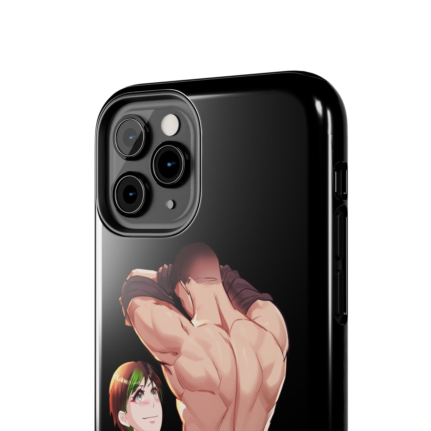 Tomboyish goth punk rock girl with buff bara jock Tough Phone Cases