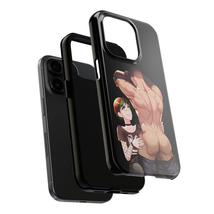 Tomboyish goth punk rock girl with buff bara jock Tough Phone Cases