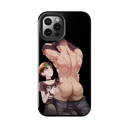 Tomboyish goth punk rock girl with buff bara jock Tough Phone Cases