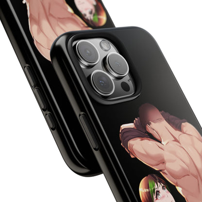 Tomboyish goth punk rock girl with buff bara jock Tough Phone Cases