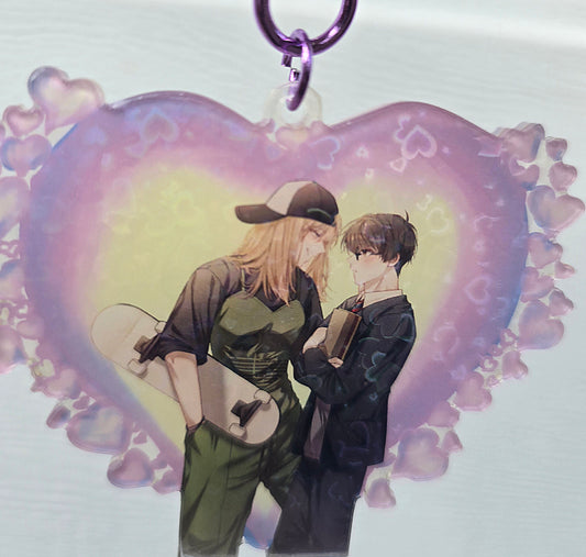 Skater Girl X Nerdy School Boy anime Keychain charm