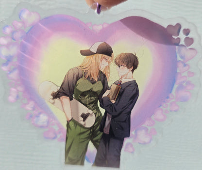 Skater Girl X Nerdy School Boy anime Keychain charm