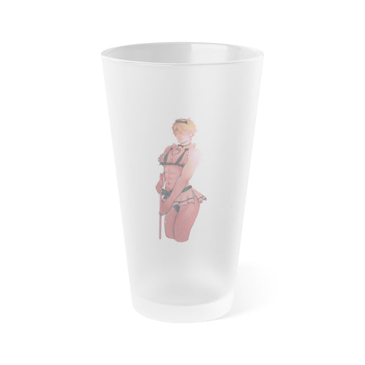 Anime Femboy Maid Frosted Pint Glass, 16oz