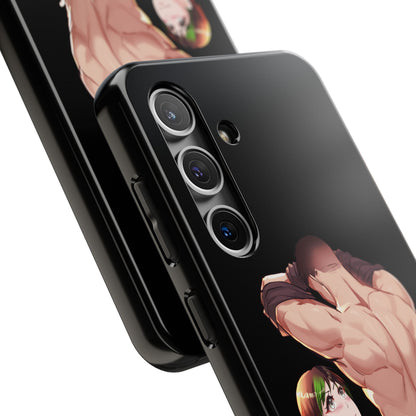 Tomboyish goth punk rock girl with buff bara jock Tough Phone Cases