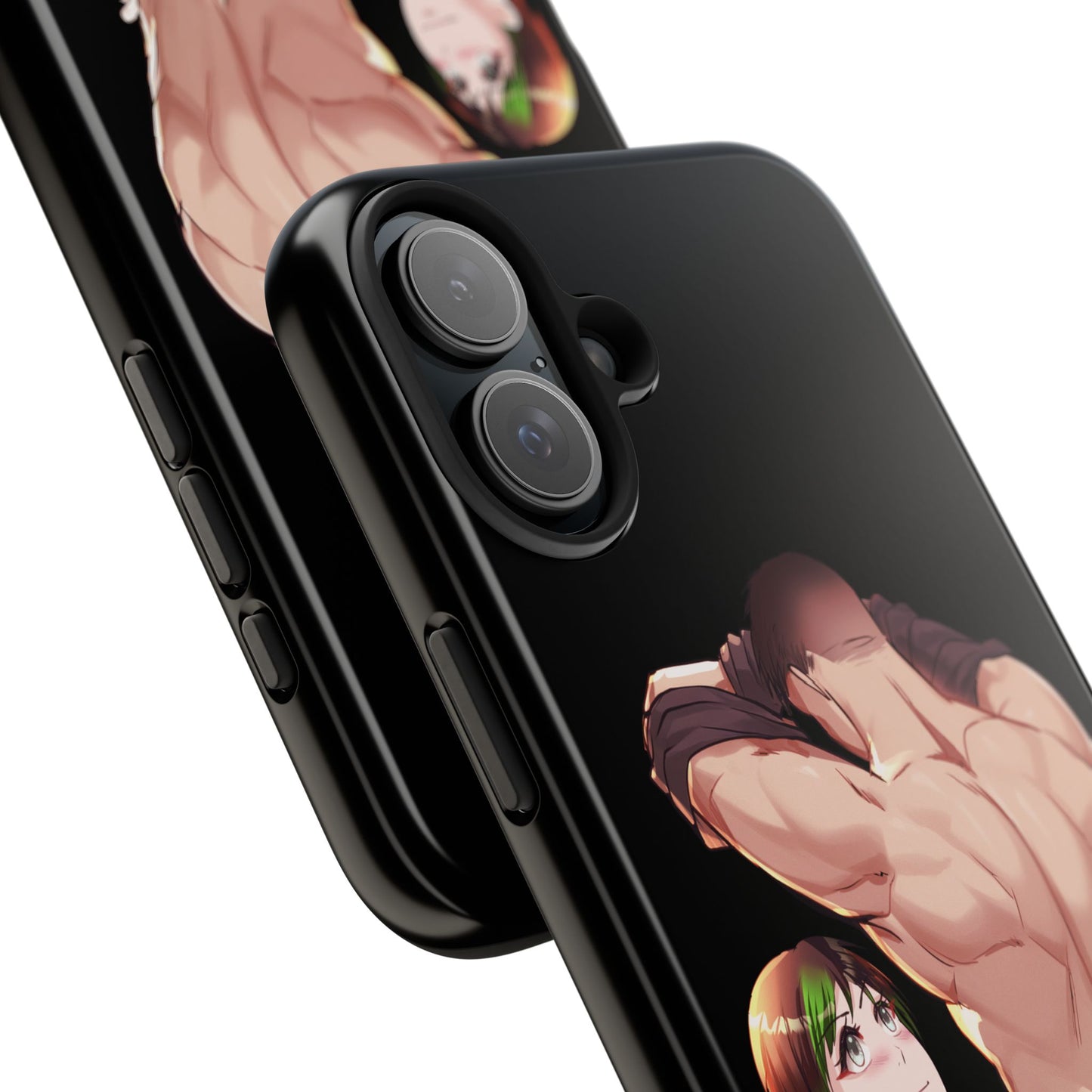 Tomboyish goth punk rock girl with buff bara jock Tough Phone Cases