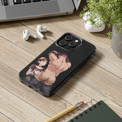Tomboyish goth punk rock girl with buff bara jock Tough Phone Cases