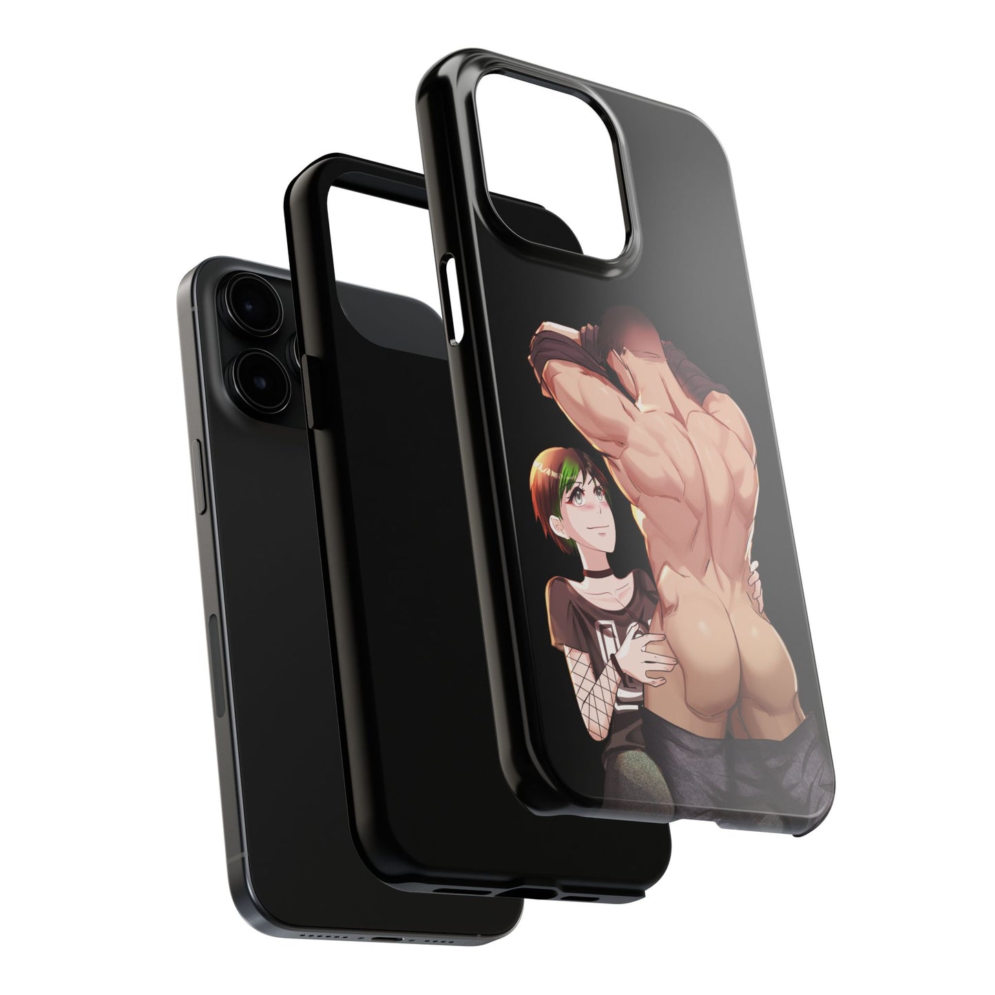 Tomboyish goth punk rock girl with buff bara jock Tough Phone Cases