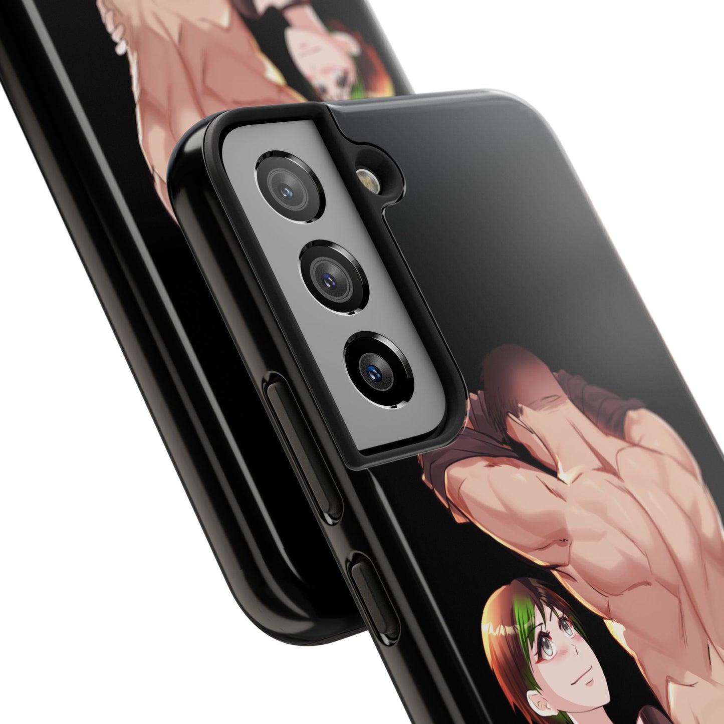 Tomboyish goth punk rock girl with buff bara jock Tough Phone Cases