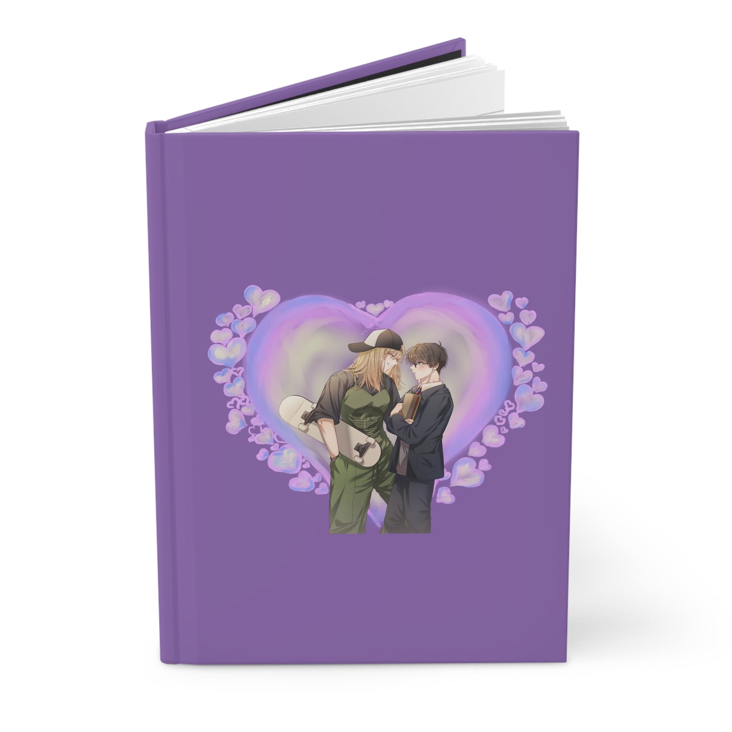 Anime Tomboy skater girl x Nerdy shy school boy Hardcover Journal Matte