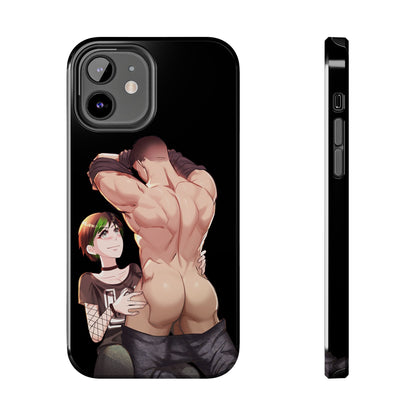 Tomboyish goth punk rock girl with buff bara jock Tough Phone Cases