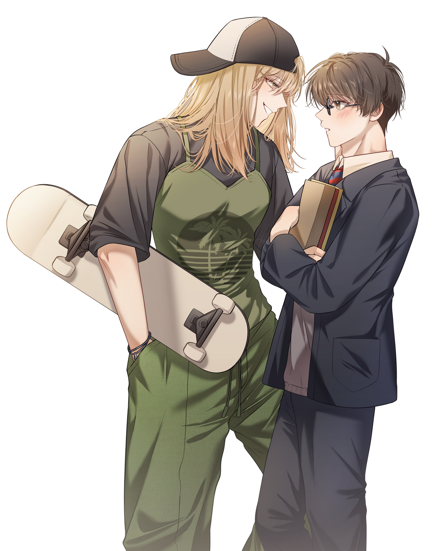 Skater Girl X Nerdy School Boy anime Keychain charm