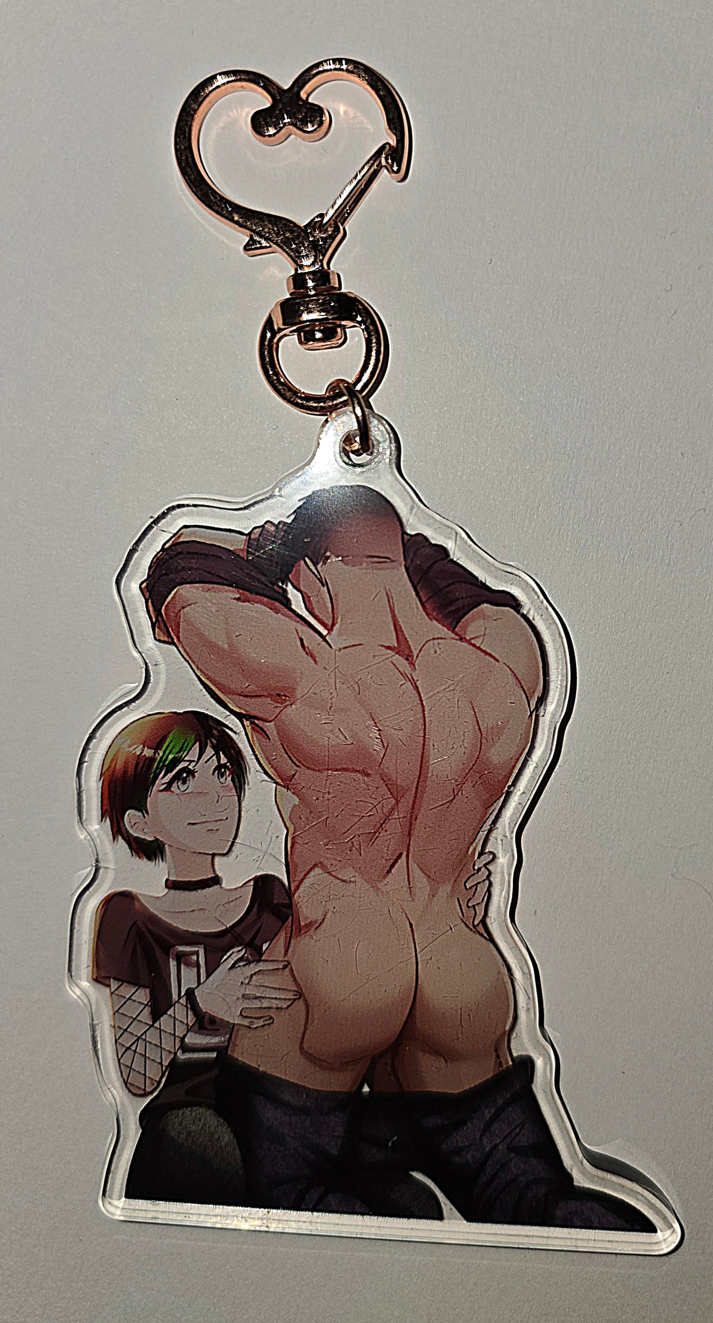 Back view of goth girl anime keychain charm showing high-quality acrylic construction